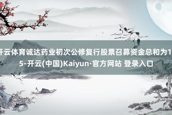 开云体育诚达药业初次公修复行股票召募资金总和为175-开云(中国)Kaiyun·官方网站 登录入口