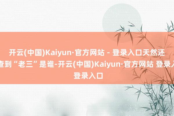 开云(中国)Kaiyun·官方网站 - 登录入口天然还没查到“老三”是谁-开云(中国)Kaiyun·官方网站 登录入口