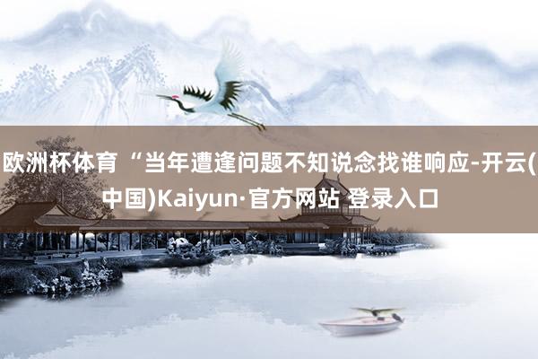 欧洲杯体育 “当年遭逢问题不知说念找谁响应-开云(中国)Kaiyun·官方网站 登录入口