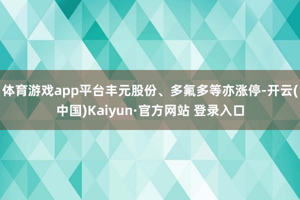 体育游戏app平台丰元股份、多氟多等亦涨停-开云(中国)Kaiyun·官方网站 登录入口