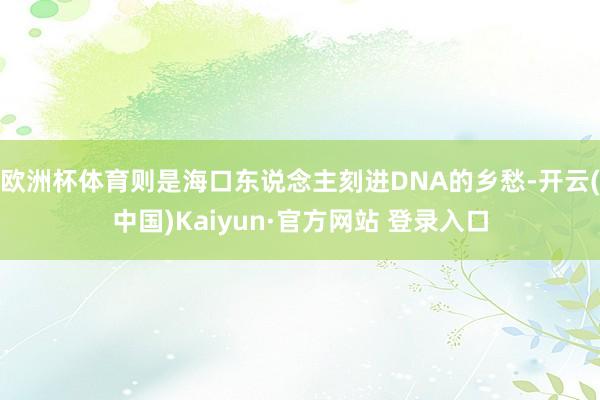 欧洲杯体育则是海口东说念主刻进DNA的乡愁-开云(中国)Kaiyun·官方网站 登录入口