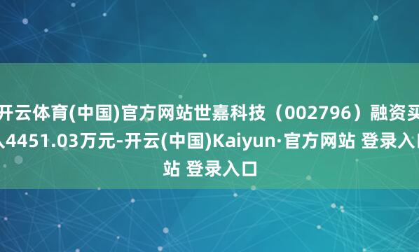 开云体育(中国)官方网站世嘉科技(002796)融资买入4451.03万元-开云(中国)Kaiyun·官方网站 登录入口