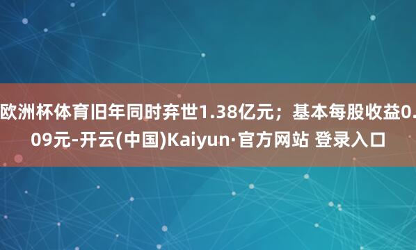 欧洲杯体育旧年同时弃世1.38亿元；基本每股收益0.09元-开云(中国)Kaiyun·官方网站 登录入口