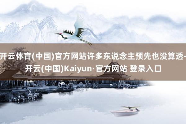 开云体育(中国)官方网站许多东说念主预先也没算透-开云(中国)Kaiyun·官方网站 登录入口